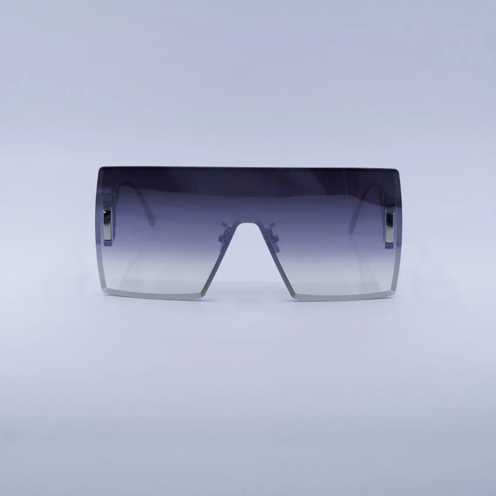 Dior 30MONTAIGNE M1U F0A6 Rimless Sunglasses Silver Shield Frame, Grey Lenses - Picture 6 of 11